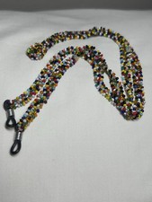 Vintage Seed Bead Eyeglass Chain Holder 25" Multicolor Tutti Fruitti