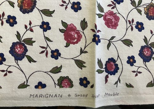 Vintage französisches MARIGNAN Grand Teint Meuble Stück STOFF, Rosen kleine Blumen - Bild 3 von 8