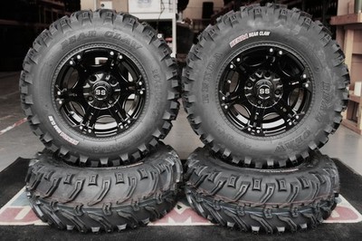 YAMAHA KODIAK 700  25'' BEAR CLAW ATV TIRE & VIPER BLACK WHEEL KIT IRS1CA