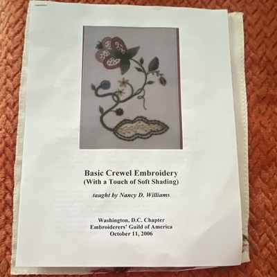 EGA Basic Crewel Embroidery Kit Nancy D Williams Soft Shading 2006 DC Chapter