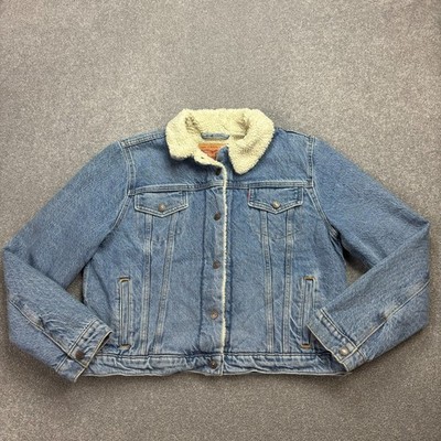 Levis Jeansjacke Damen X Small blau Sherpa gefüttert Trucker Red Tab Fleece Lady*