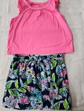 Lilly Pulitzer Girls Tropical Shorts Set Size 12-14 Preowned