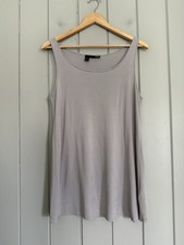 Eileen Fisher 100 Silk Jersey Scoop Neck Tank Top Light Blue Grey Womens Medium