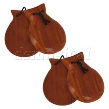 4 x Mahogany Castanet Clapper for Camping Picnics Percussion Lovers Red