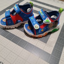 Cocomelon Toddler Sandals Size 4 Blue JJ Hook  Loop Summer Shoes Kids Cartoon