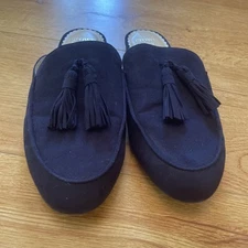 Crown & Ivy Suede Slip on Mule 8M Blue Suede Velvet Tassel Career  Preppy