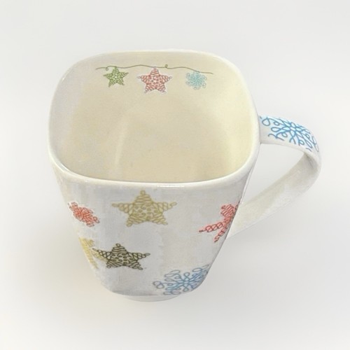 Starbucks 2005 Christmas Mug Square Stars & Snowflakes - Picture 2 of 5
