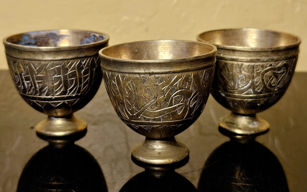 中国古董黄铜玻璃杯和杯子| eBay