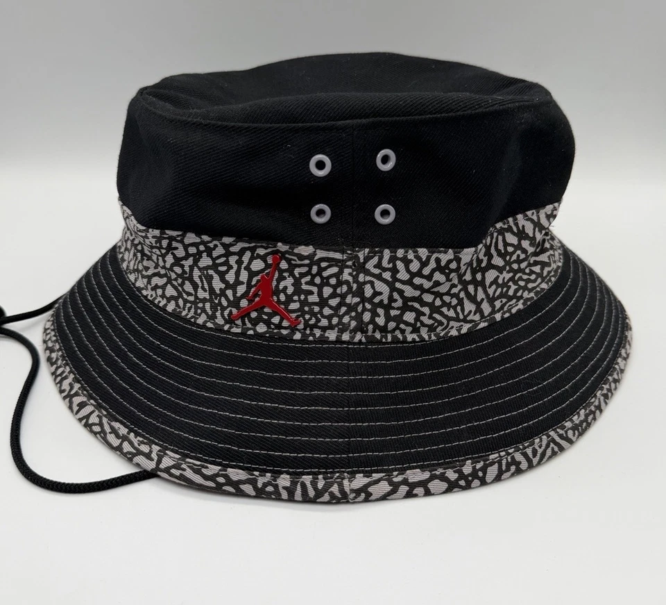 Nike Air Jordan Bucket Hat Jumpman Gorra Negro Gris Elefante L/XL Foto 2 de 4