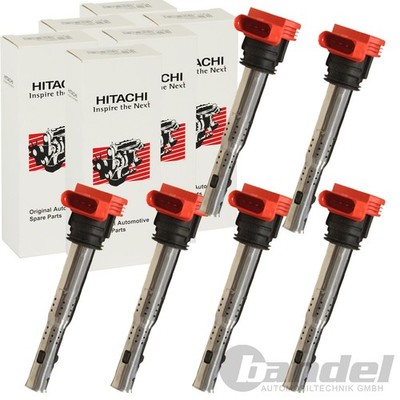 6x ASTEMO HITACHI ZÜNDSPULE für AUDI A4 B6 B7 A5 A6 4F A7 Q5 Q7 VW TOUAREG 2.7-3