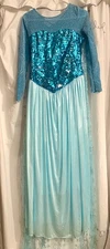 Relibeauty Elsa Costume Adult Small Blue Sequin Bodice Snowflake Cape Long