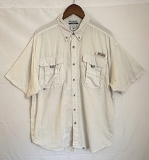 Columbia PFG Bahama II Men's Large White Short Sleeve Vented Fishing Shirt