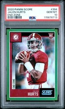 2020 Panini Score #394 Jalen Hurts End Zone PSA 10 POP 1