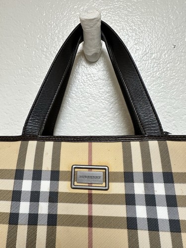 Vintage Burberry House Check Tote Handbag Purse - Picture 9 of 24
