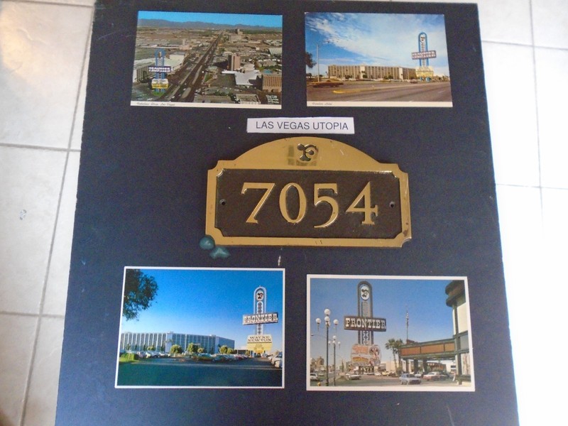 LAS VEGAS UTOPIA Frontier Room Door Paperweight Aerial Photo Postcard Motel Lot