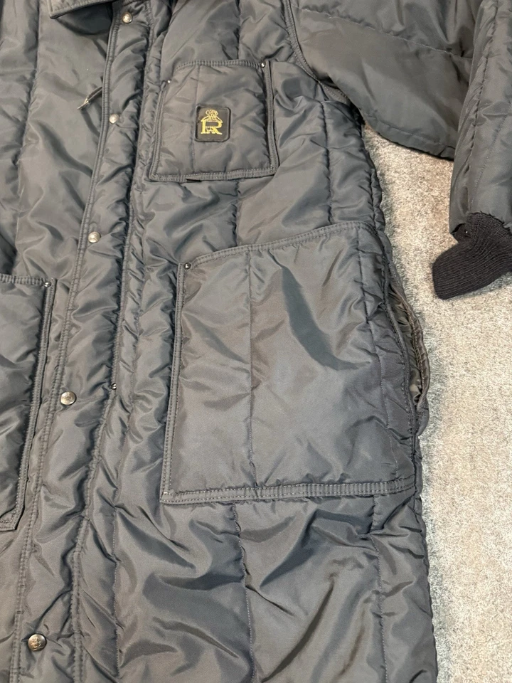 复古 REFRiGiWEAR 男式 L 大衣夹克海军蓝 美国制造 — 第 3/4 张图片