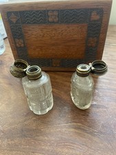 vintage antique miniature perfume Scent bottles With Brass Hinge Lids