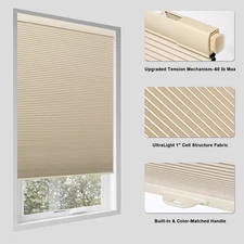 No Drill Cellular Shades for Indoor Windows Free Stop Cordless Blackout Shades