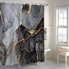 72x84 Inches Gold Marble Shower Curtain Abstract 72"W x 84"L Pack of 1 Black