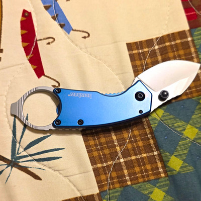 Kershaw Antic 8710 Blue Aluminum Handle Pocketknife 8Cr13MoV Plain Drop Point