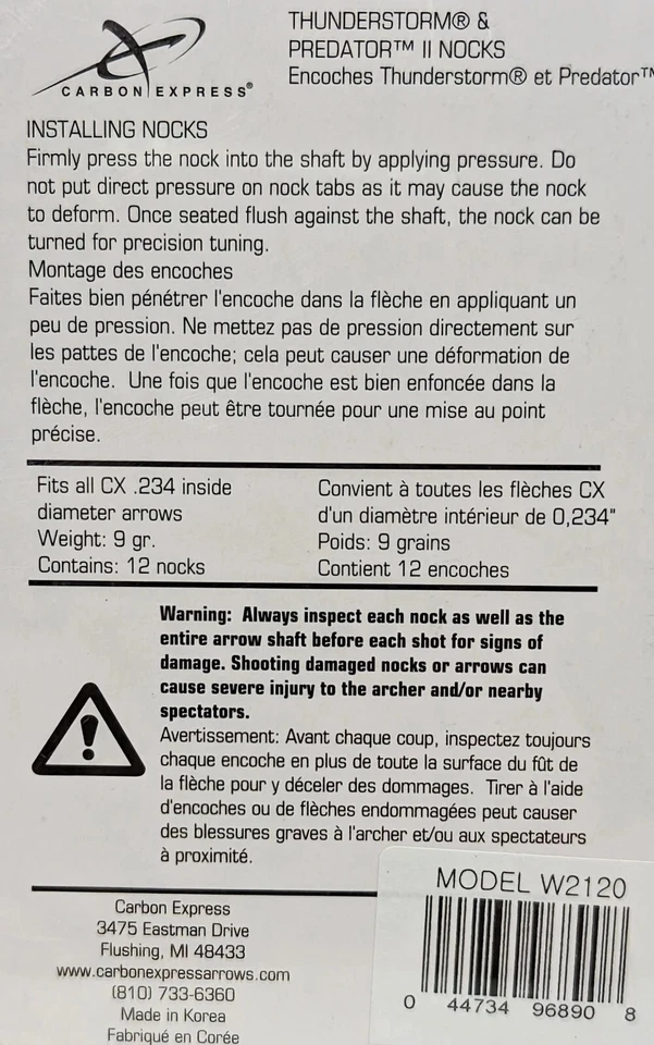 Carbon Express Thunderstorm & Predator II Nocks W2120 - Image 2 of 2