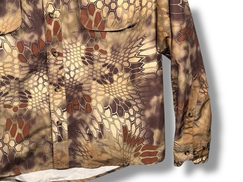 Mens Kryptek Highlander Camo Long Sleeve Button Up Shirt XL Hunting Camping - Picture 4 of 12