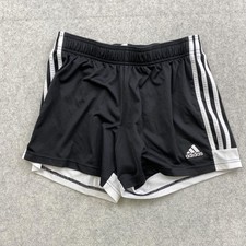 Adidas Shorts Youth Medium 26x4 Black Climalite 3 Stripe Running Gym Athletic