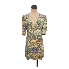 Rails Dress Womens Small Multicolor Floral Riona Gardenia V Neck Short Sleeve