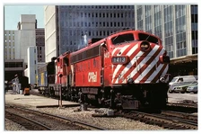 Postcard Canadian Pacific CP Rail FP9 #1413 Train Candy Striped 1979