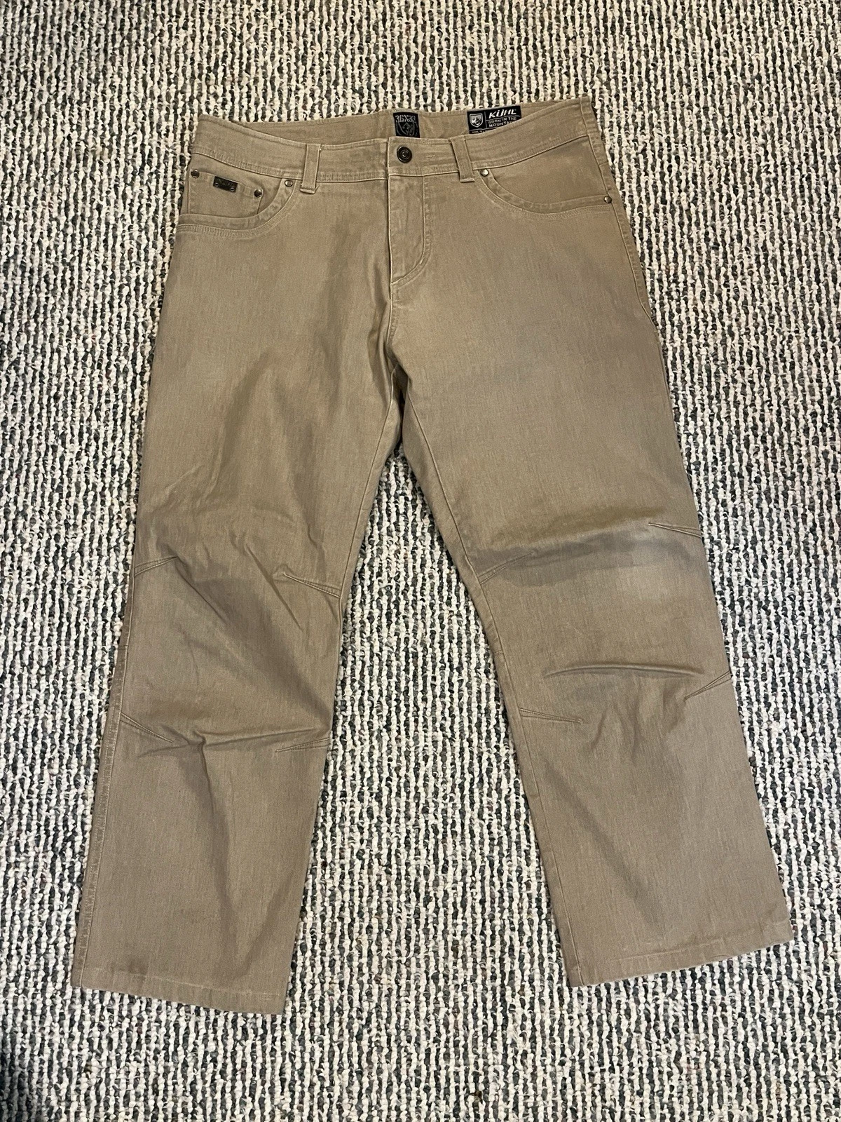 KUHL “Sykeout Kord” VTG Patinadye Pants Mens 36x32 Tan Outdoor Rugged Durable