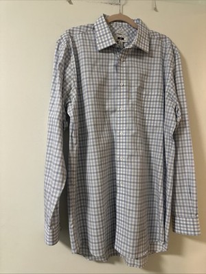 Joseph Abboud Dress Shirt 17 36/37 Tall Blue Check Long Sleeve Regular Fit