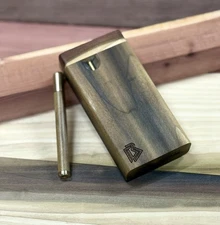 Wood Stashbox- Rainbow Poplar 4” Tall Dugout w Poker & One Hitter Pipe Set- USA