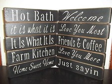 Wood Signs Country Rustic Shelf Block Sitter Prim Signs 10 Styles Custom Colors