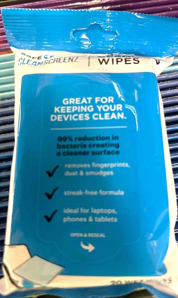 Safe Mate CLEANSCREENZ - Toallitas húmedas para teléfono - Paquete de 2 (40 toallitas individuales) Foto 3 de 3