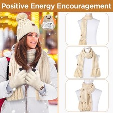 Beanie Scarf Hat Touchscreen Gloves Set Winter Warm Knitted Gift for Women Girls