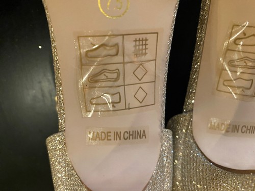 Scarpe da sposa David oro glitter cristallo tacco alto punta aperta cinturino festa 7,5 - Foto 17 di 19