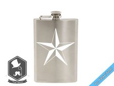 Nautical Star Art 8 ounce Etched Stainless Steel Hip Flask with Funnel