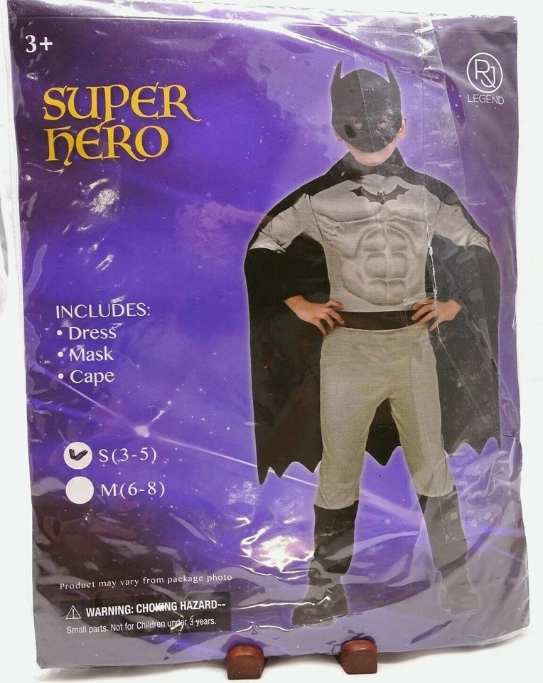 DISFRAZ DE SUPERHÉROE INFANTIL CON MONO/CAPA/MÁSCARA. S(3-5). GRIS/NEGRO. ORIGIN $30 AHORA $20 Foto 2 de 4