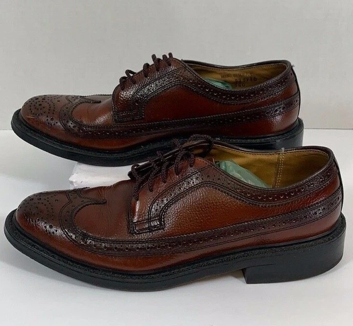 Zapatos de vestir Oxford vintage de cuero marrón con punta de ala para hombre Dexter talla 8c EE. UU. Foto 4 de 4