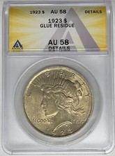 1923 Peace Silver Dollar ANACS AU 58 Details Residue
