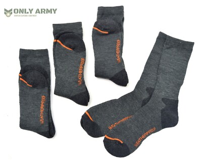 4 x Paar graue WEATHERPROOF  Outdoor Socken Thermo gepolstert Arbeit Wandern Walking