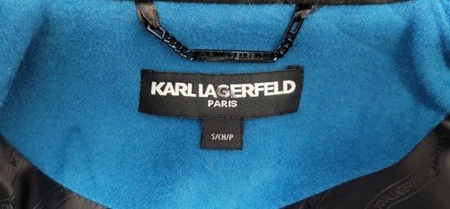 Karl Lagerfeld Women's Classic Elegant Coat Blue Wool Bland Coat Size S - Picture 5 of 5