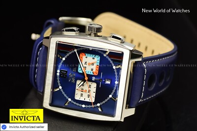 Invicta S1 Rally Chronograph GMT Quartz 45mm Leather Band Blue