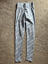 adidas Women's Leggings Originals Ambient Sky Light Blue Logo XS HM4877 NWT