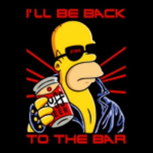 Beerminator Homer Simpson I'll Be Back To The Bar Alcohol Pub Brew Ale Hops Suds eBay