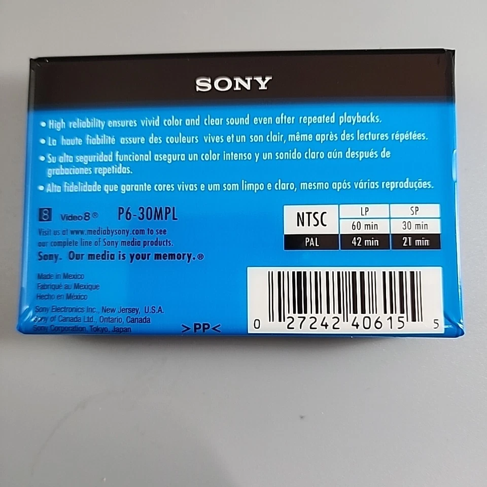 Sony 8mm P6-30MP Standard Grade 30 Minute MP Video Cassette Tape - New Old Stock - Image 2 of 3