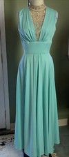 Jeri Modes Aqua Gown Maxi Dress Open Jacket Beaded New Old Stock W Tags Sz Jr 13