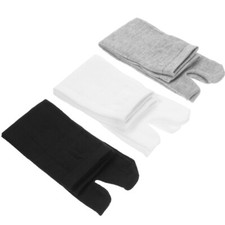 3 Pairs Tabi Socks Men Toe Ladies Slippers Womens Casual Elastic Polyester Socks