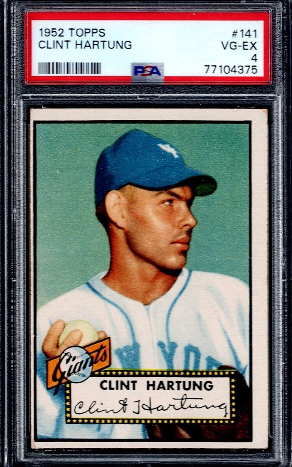 PSA 4 1952 Topps #141 Clint HARTUNG, New York Giants - PSA 4 VG/EX