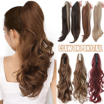 Klammer Pferdeschwanz Zopf Haarteil Haarverdichtung Claw Ponytail wie Echthaar